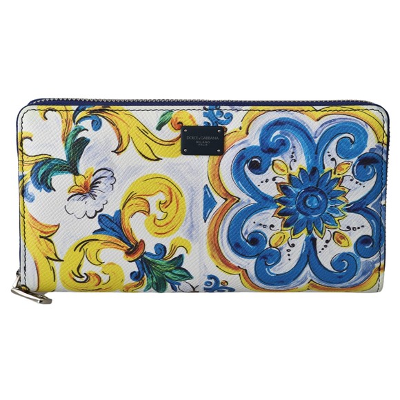 Dolce & Gabbana Yellow Leather Bifold Continental Clutch Wallet